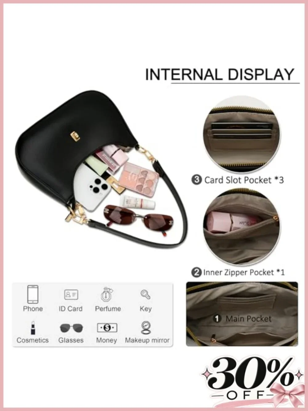 Hobo Shoulder Bag Faux Leather Crossbody Purse Convertible Chain Strap